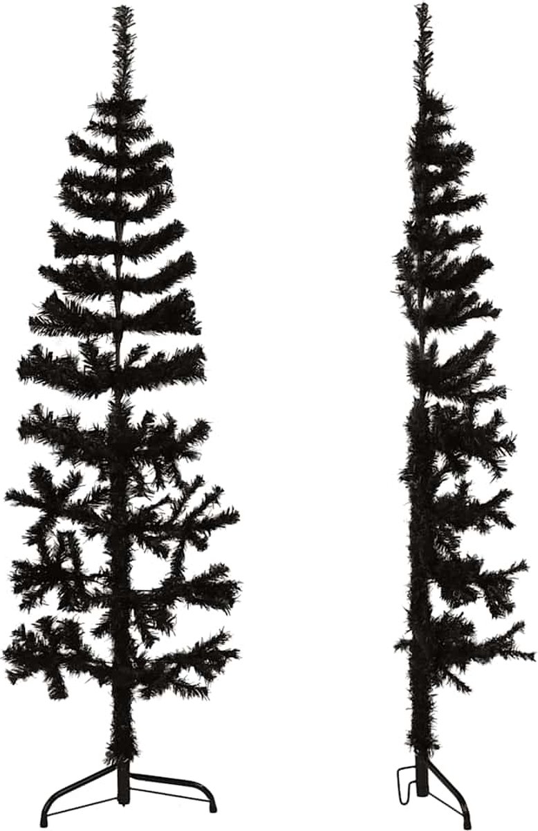 vidaXL Kunstkerstboom half smal 150 cm zwart