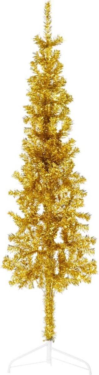 vidaXL Kunstkerstboom half smal 180 cm goudkleurig