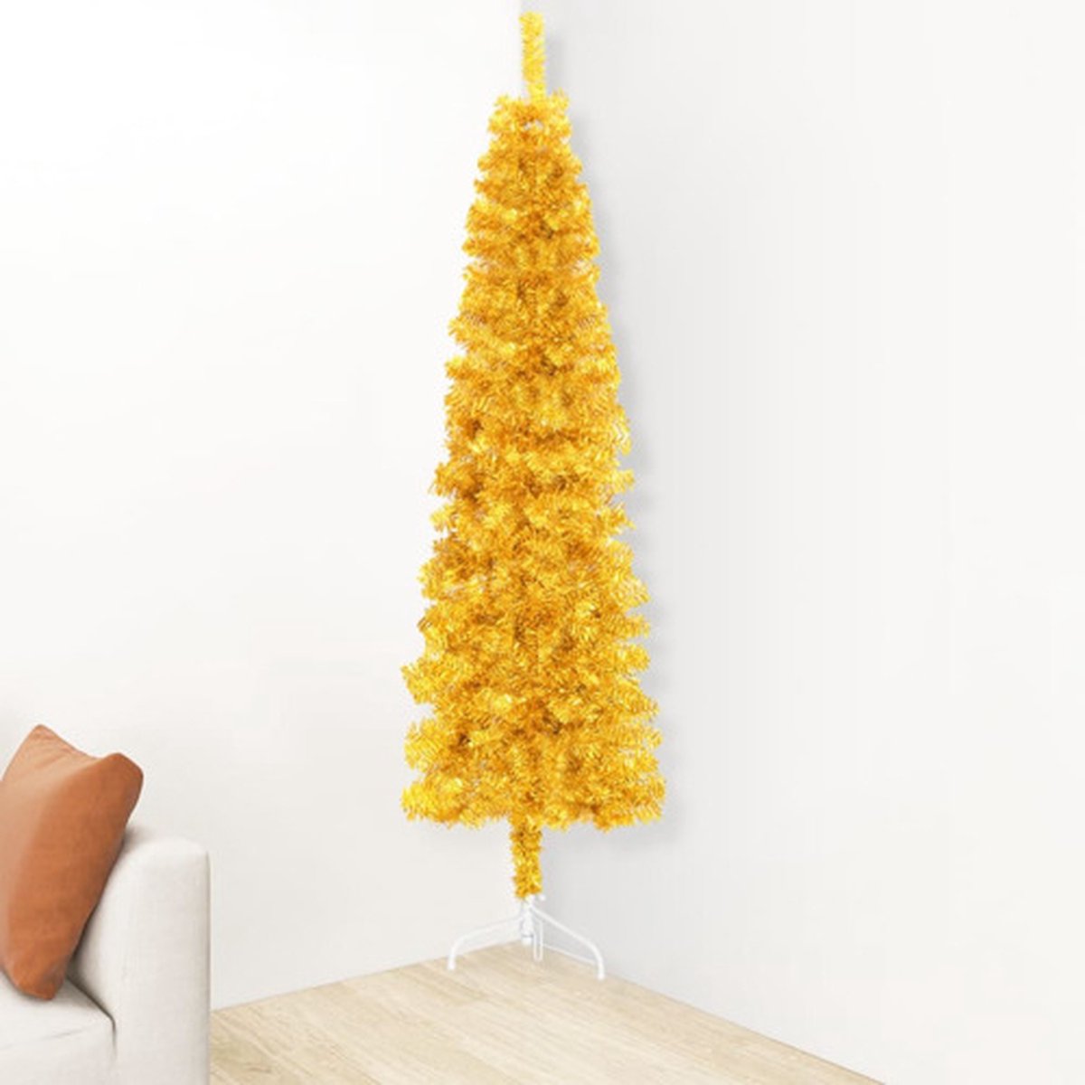 vidaXL Kunstkerstboom half smal 180 cm goudkleurig