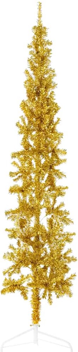 vidaXL Kunstkerstboom half smal 180 cm goudkleurig
