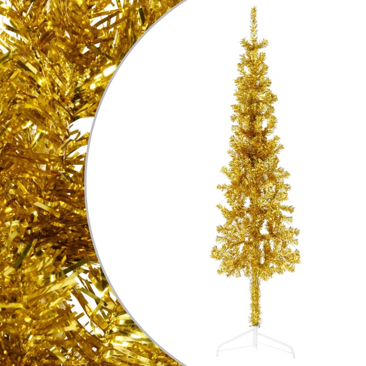 vidaXL Kunstkerstboom half smal 180 cm goudkleurig