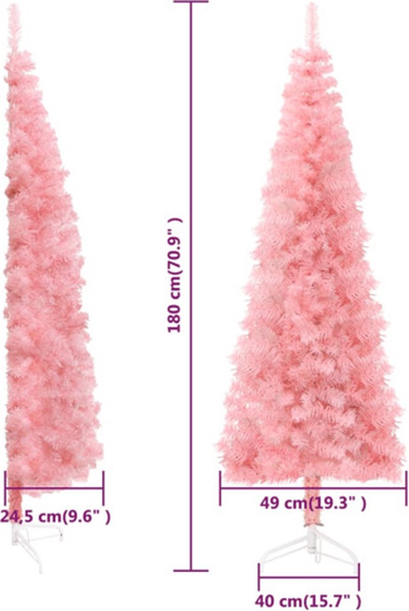 vidaXL Kunstkerstboom Half Smal 180 cm Roze