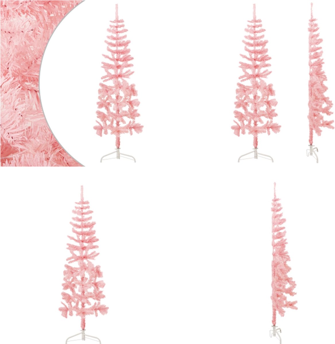 vidaXL Kunstkerstboom Half Smal 180 cm Roze