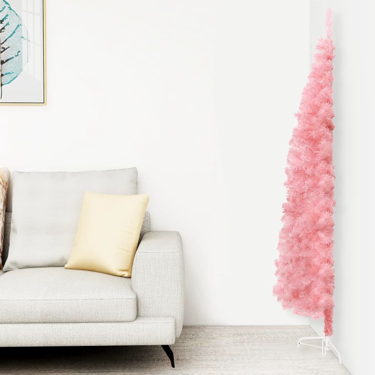 vidaXL Kunstkerstboom Half Smal 180 cm Roze