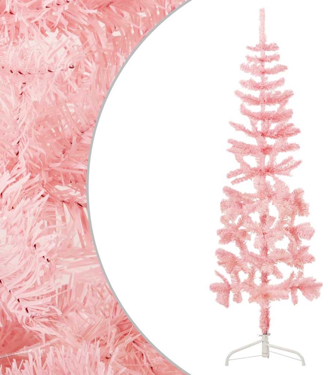 vidaXL Kunstkerstboom Half Smal 180 cm Roze