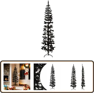 vidaXL Kunstkerstboom half smal 180 cm zwart