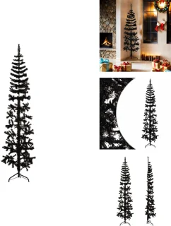 vidaXL Kunstkerstboom half smal 180 cm zwart