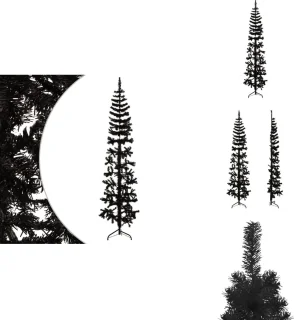 vidaXL Kunstkerstboom half smal 180 cm zwart
