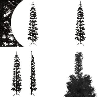 vidaXL Kunstkerstboom half smal 180 cm zwart