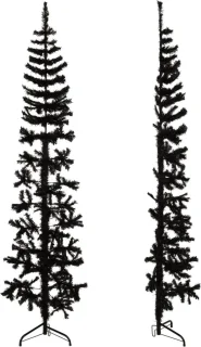 vidaXL Kunstkerstboom half smal 180 cm zwart