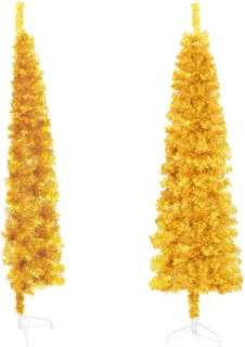 vidaXL Kunstkerstboom Half Smal 210 cm Goudkleurig