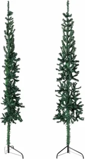 vidaXL Kunstkerstboom half smal 210 cm groen