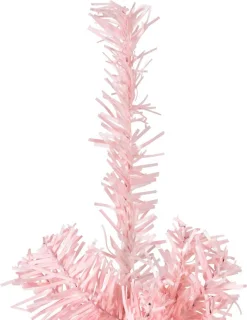 vidaXL Kunstkerstboom half smal 210 cm roze met standaard