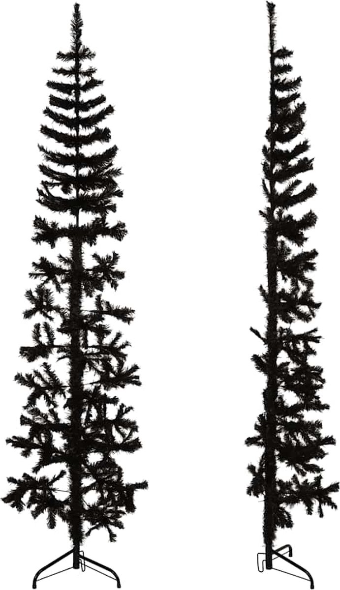 vidaXL Kunstkerstboom half smal 210 cm zwart