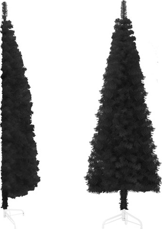 vidaXL Kunstkerstboom half smal 210 cm zwart