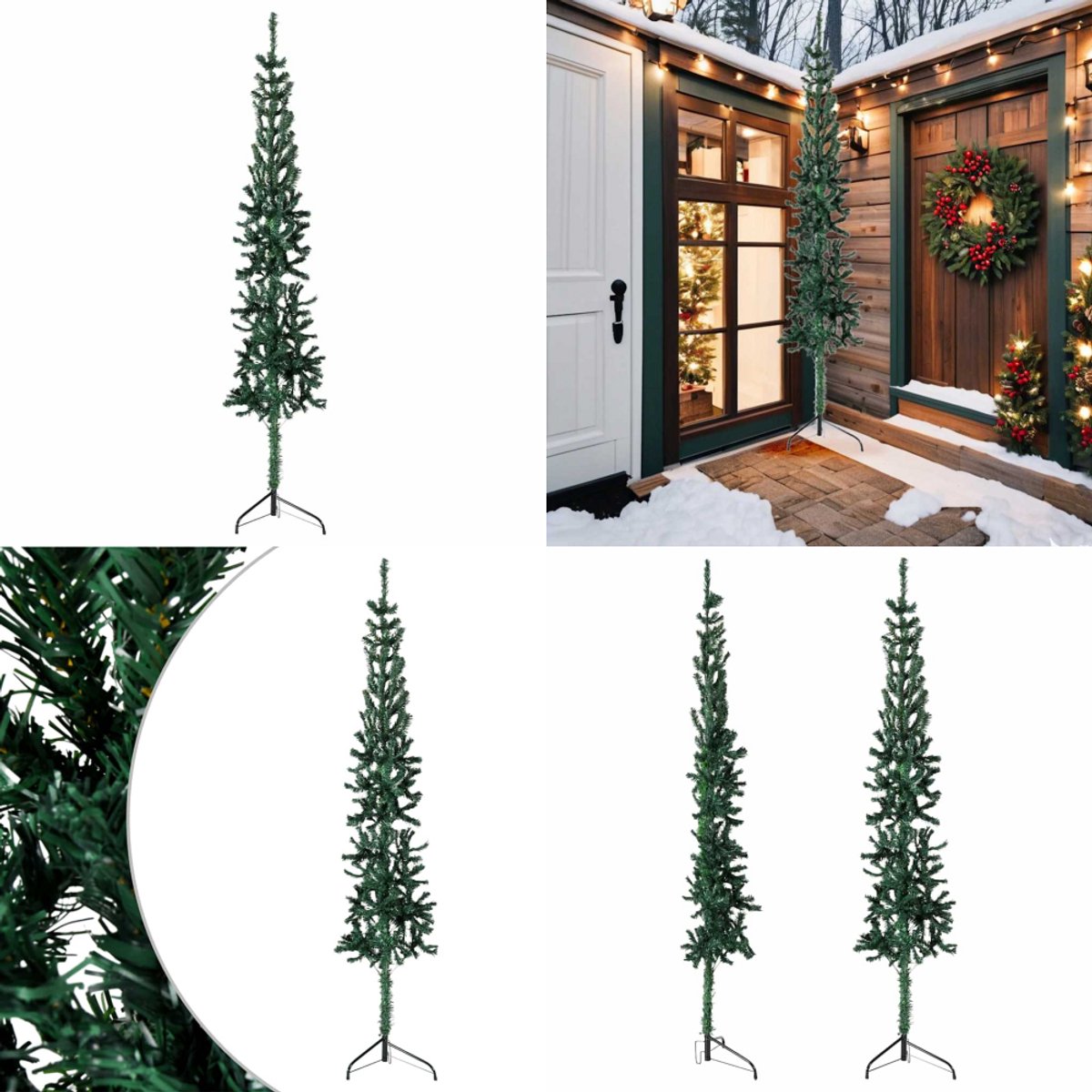 vidaXL Kunstkerstboom Half Smal 240 cm Groen
