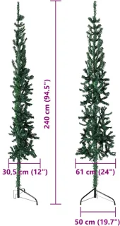 vidaXL Kunstkerstboom Half Smal 240 cm Groen