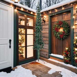 vidaXL Kunstkerstboom Half Smal 240 cm Groen