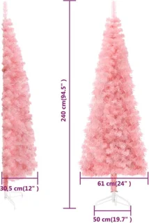 vidaXL Kunstkerstboom half smal 240 cm roze