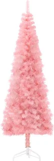 vidaXL Kunstkerstboom half smal 240 cm roze