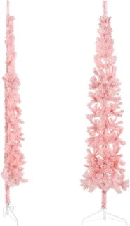 vidaXL Kunstkerstboom half smal 240 cm roze