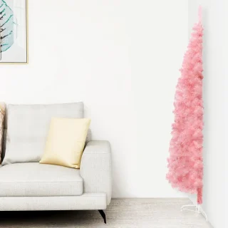 vidaXL Kunstkerstboom half smal 240 cm roze