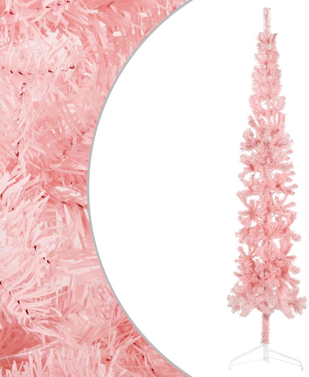 vidaXL Kunstkerstboom half smal 240 cm roze