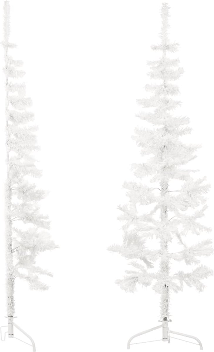 vidaXL Kunstkerstboom half smal wit 150 cm met standaard