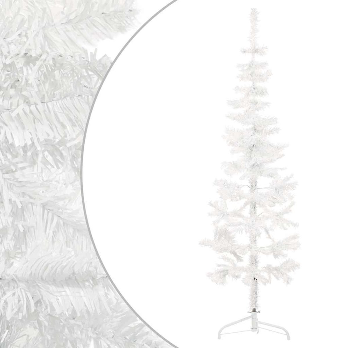 vidaXL Kunstkerstboom half smal wit 150 cm met standaard