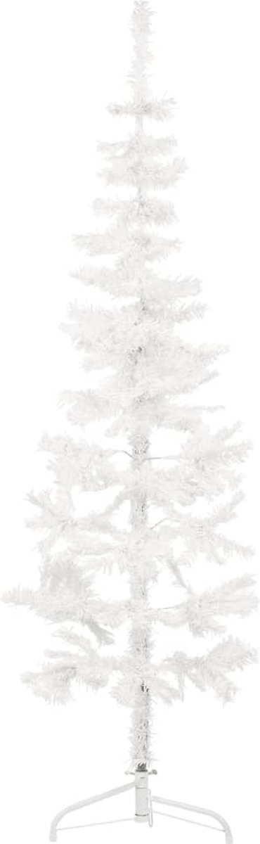 vidaXL Kunstkerstboom half smal wit 150 cm met standaard