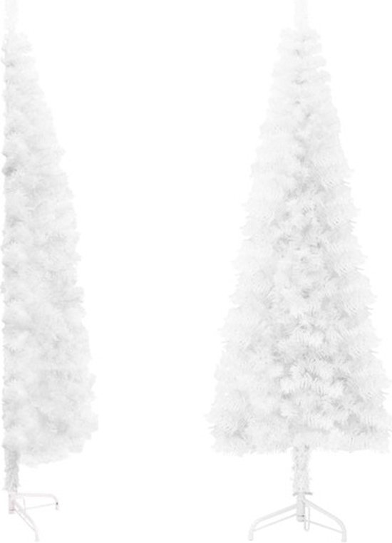 vidaXL Kunstkerstboom half smal wit 150 cm met standaard
