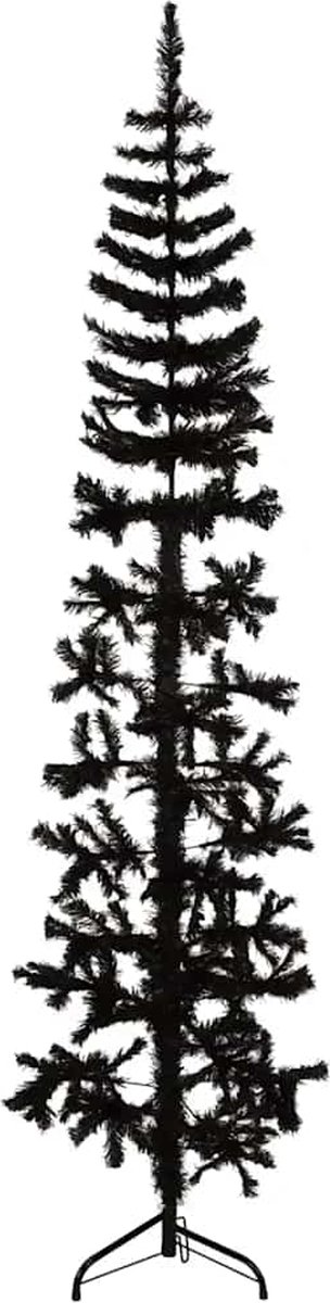 vidaXL Kunstkerstboom half smal zwart 240 cm met standaard