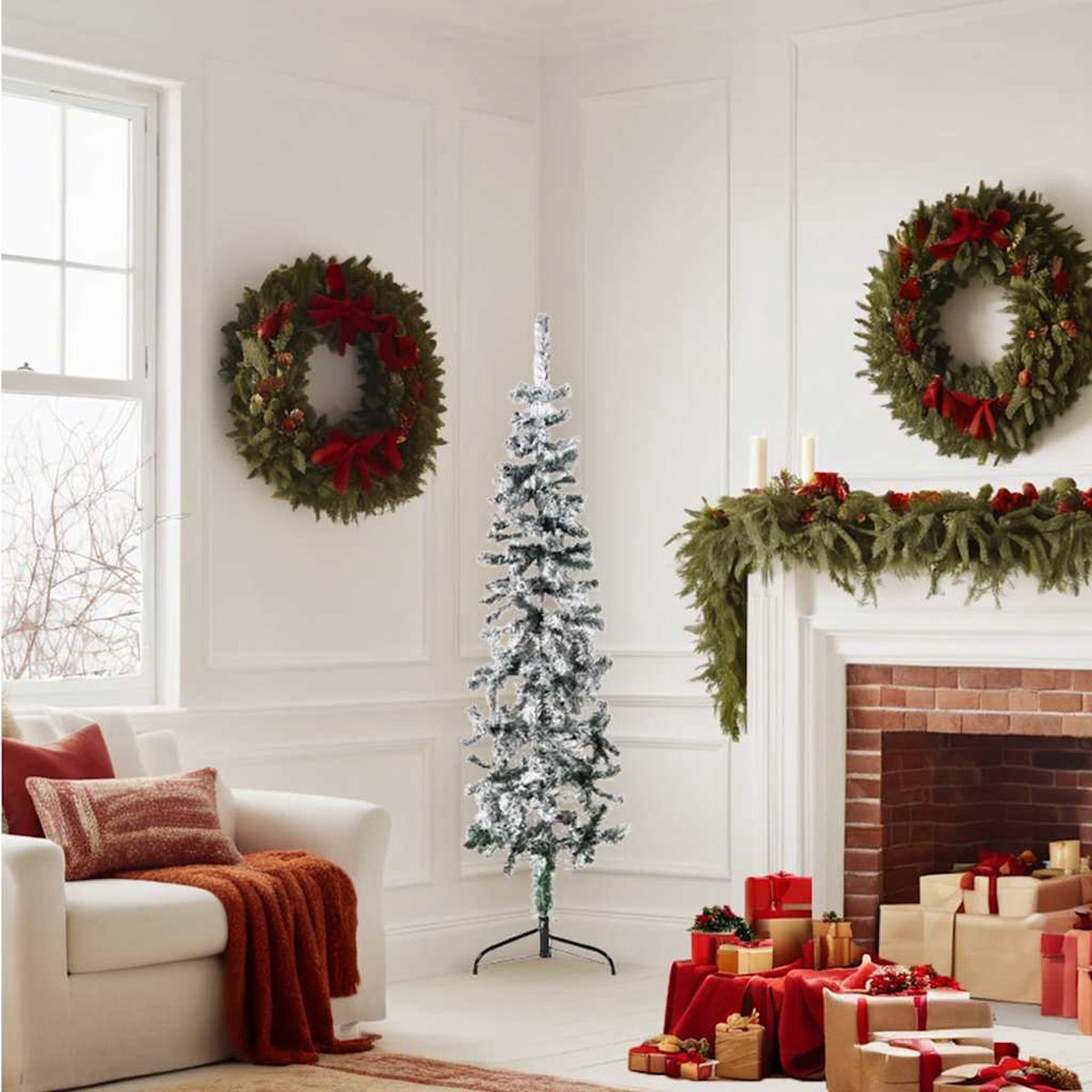 vidaXL Kunstkerstboom half sneeuw 150 cm