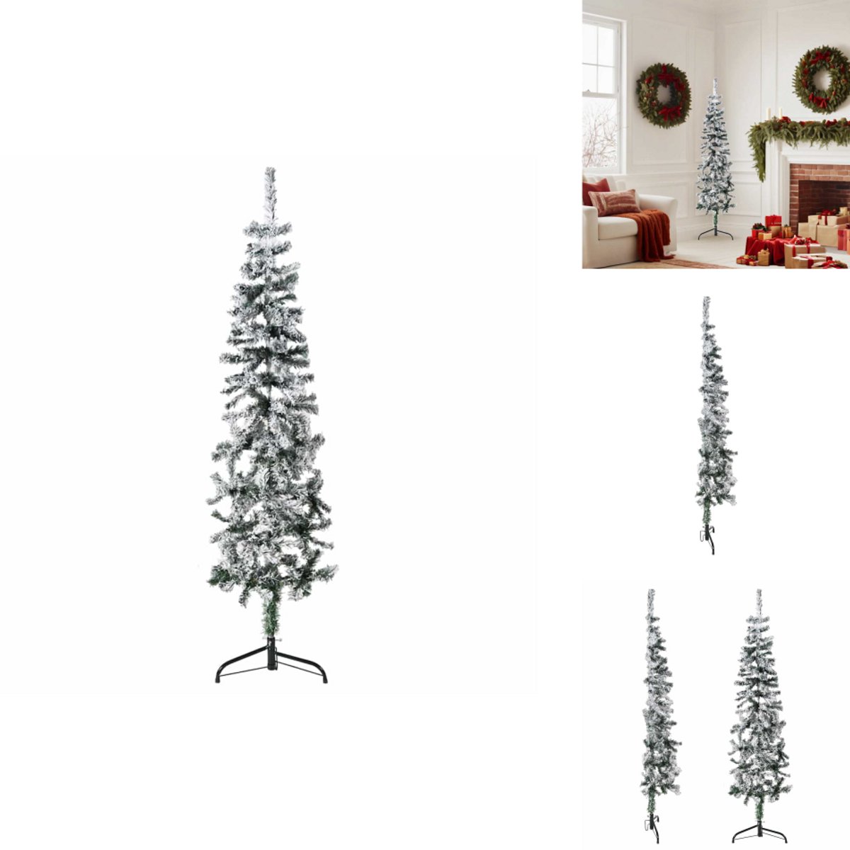 vidaXL Kunstkerstboom Half Sneeuw Smal 150 cm