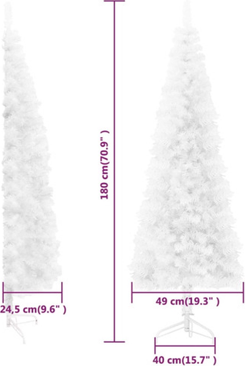 vidaXL Kunstkerstboom half wit 180 cm met standaard