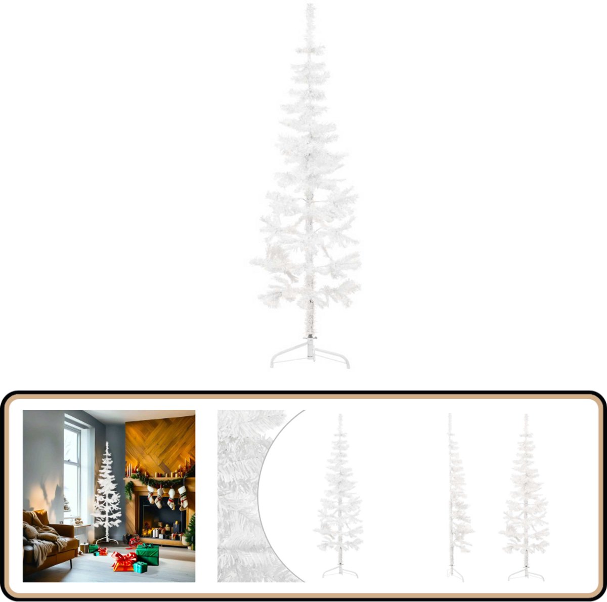 vidaXL Kunstkerstboom half wit 180 cm met standaard