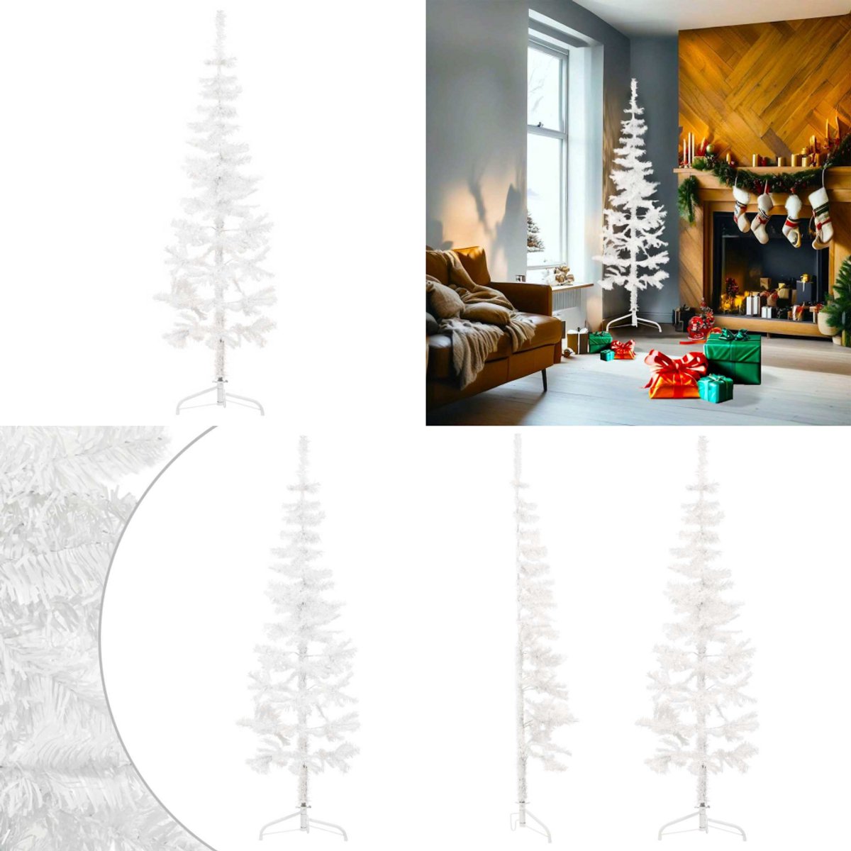 vidaXL Kunstkerstboom half wit 180 cm met standaard