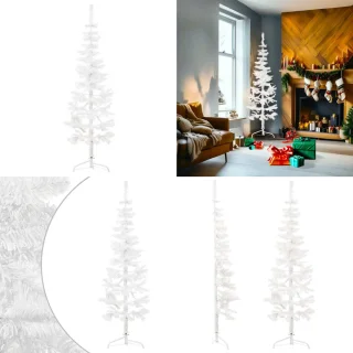 vidaXL Kunstkerstboom half wit 180 cm met standaard