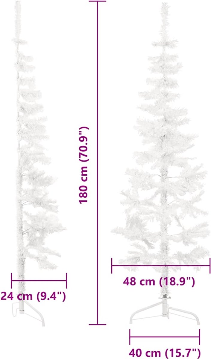 vidaXL Kunstkerstboom half wit 180 cm met standaard