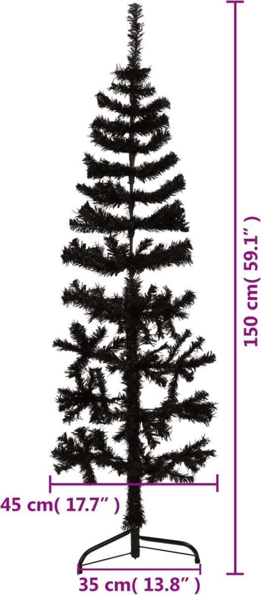 vidaXL Kunstkerstboom Half Zwart 150 cm