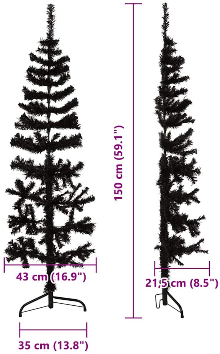 vidaXL Kunstkerstboom Half Zwart 150 cm