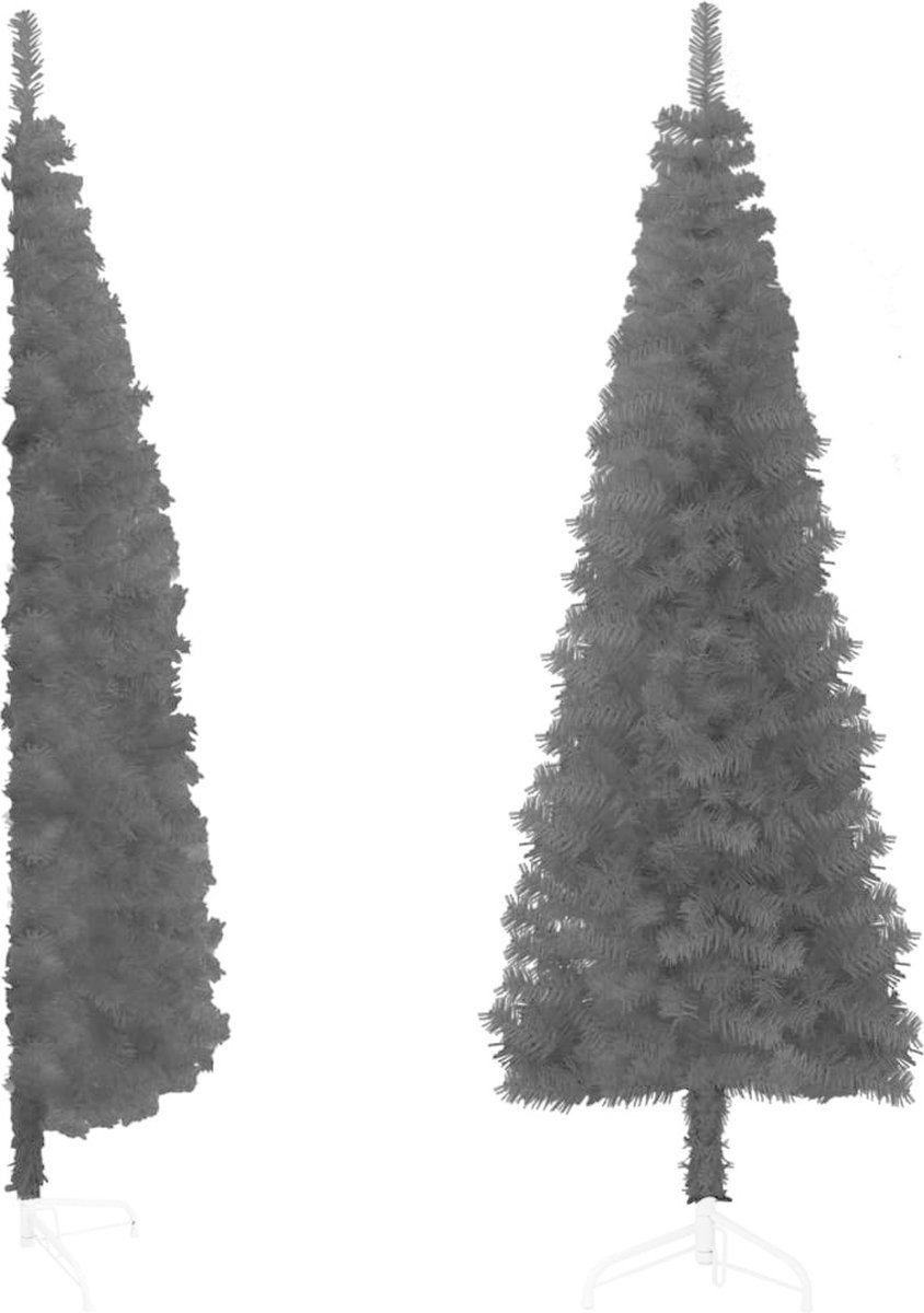 vidaXL Kunstkerstboom half zwart 210 cm met standaard