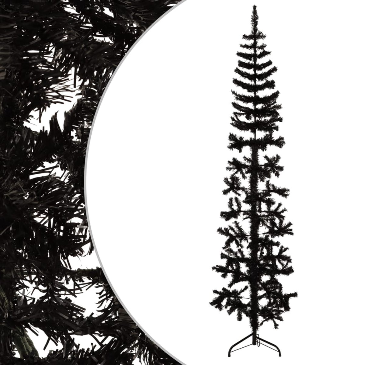 vidaXL Kunstkerstboom half zwart 210 cm met standaard