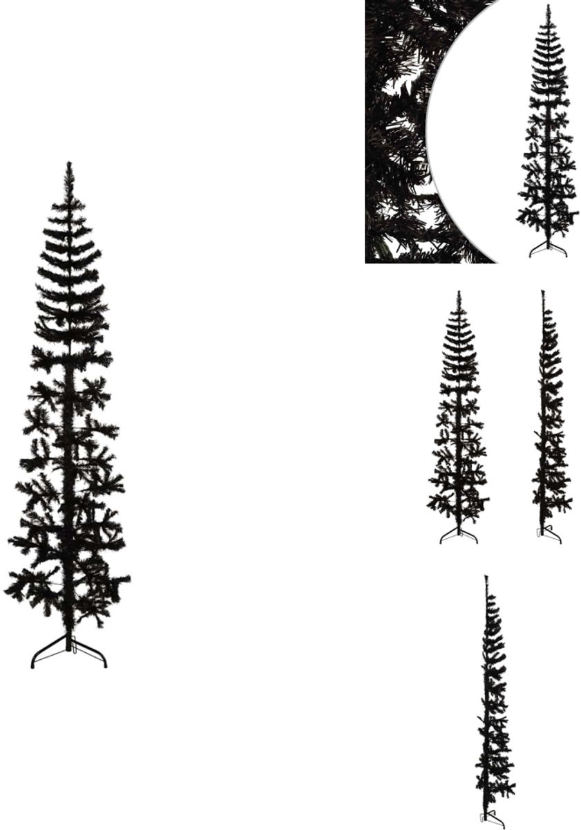 vidaXL Kunstkerstboom half zwart 210 cm met standaard