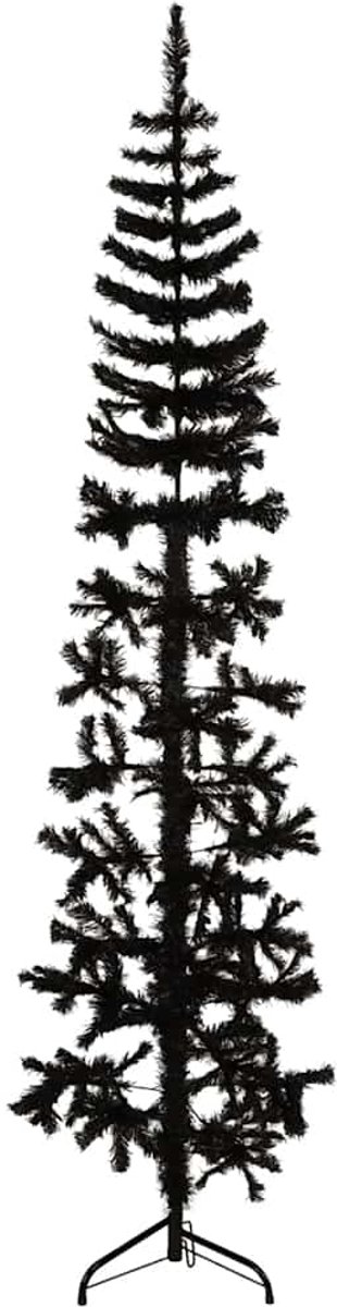 vidaXL Kunstkerstboom half zwart 210 cm met standaard
