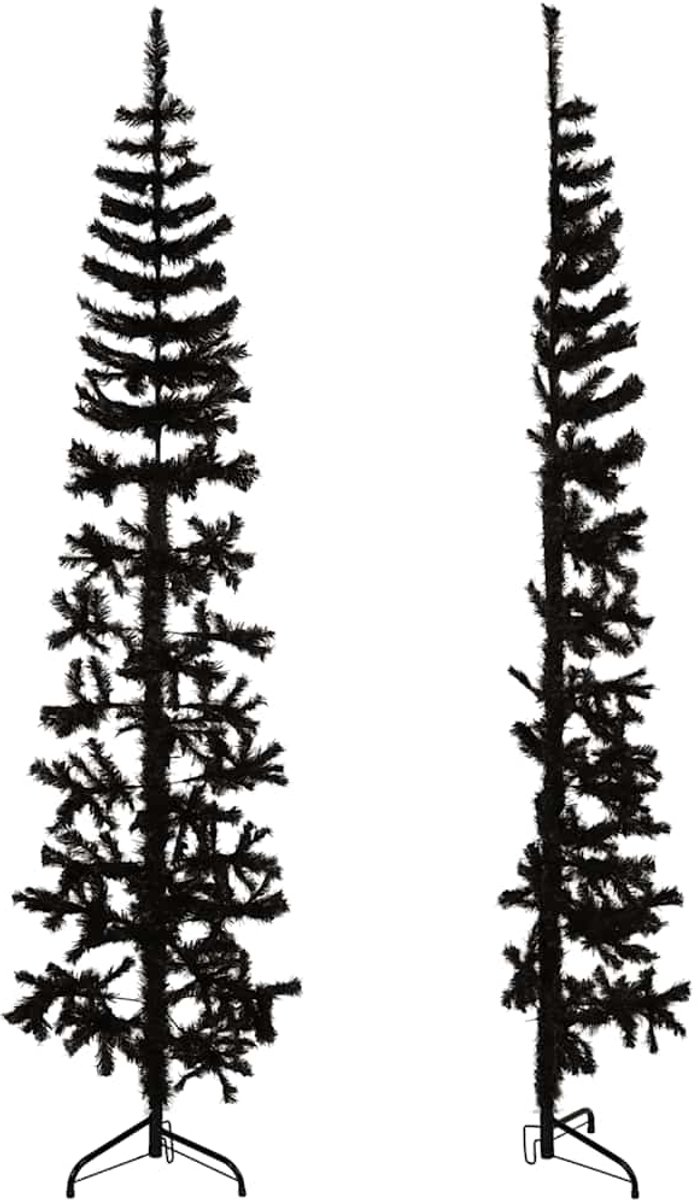 vidaXL Kunstkerstboom half zwart 210 cm met standaard
