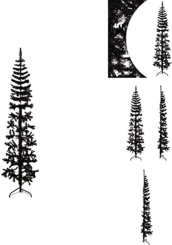 vidaXL Kunstkerstboom half zwart 210 cm met standaard