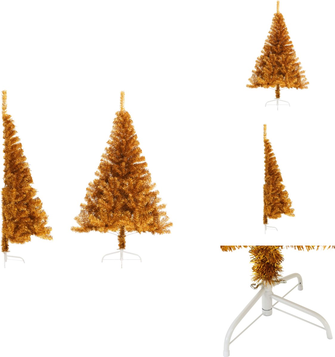 vidaXL Kunstkerstboom Halve 120 cm Goudkleurig