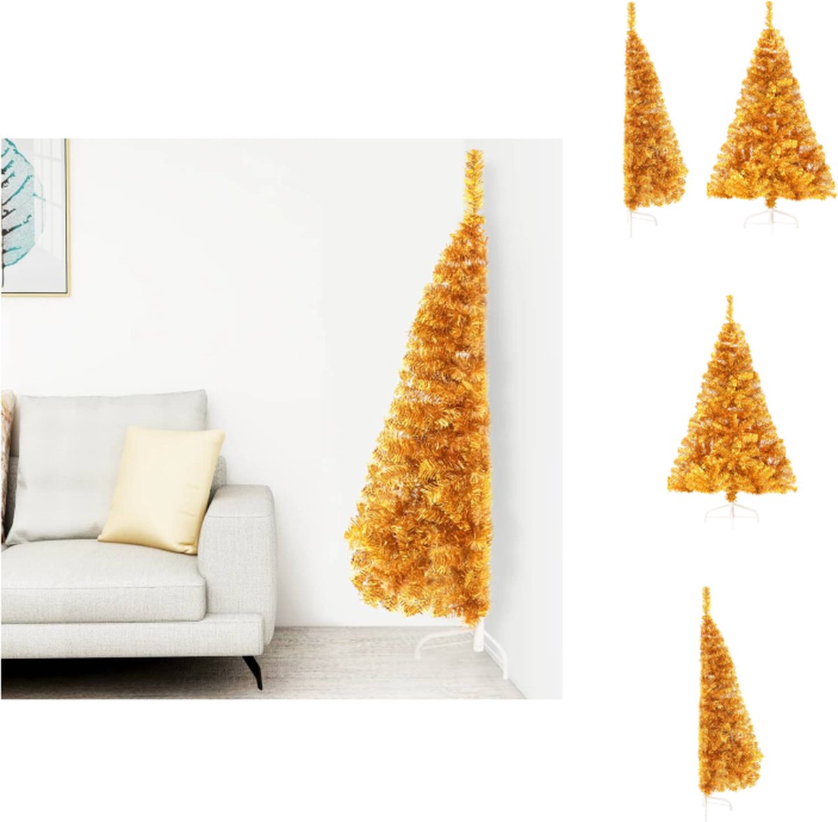 vidaXL Kunstkerstboom Halve 120 cm Goudkleurig