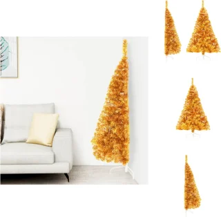 vidaXL Kunstkerstboom Halve 120 cm Goudkleurig